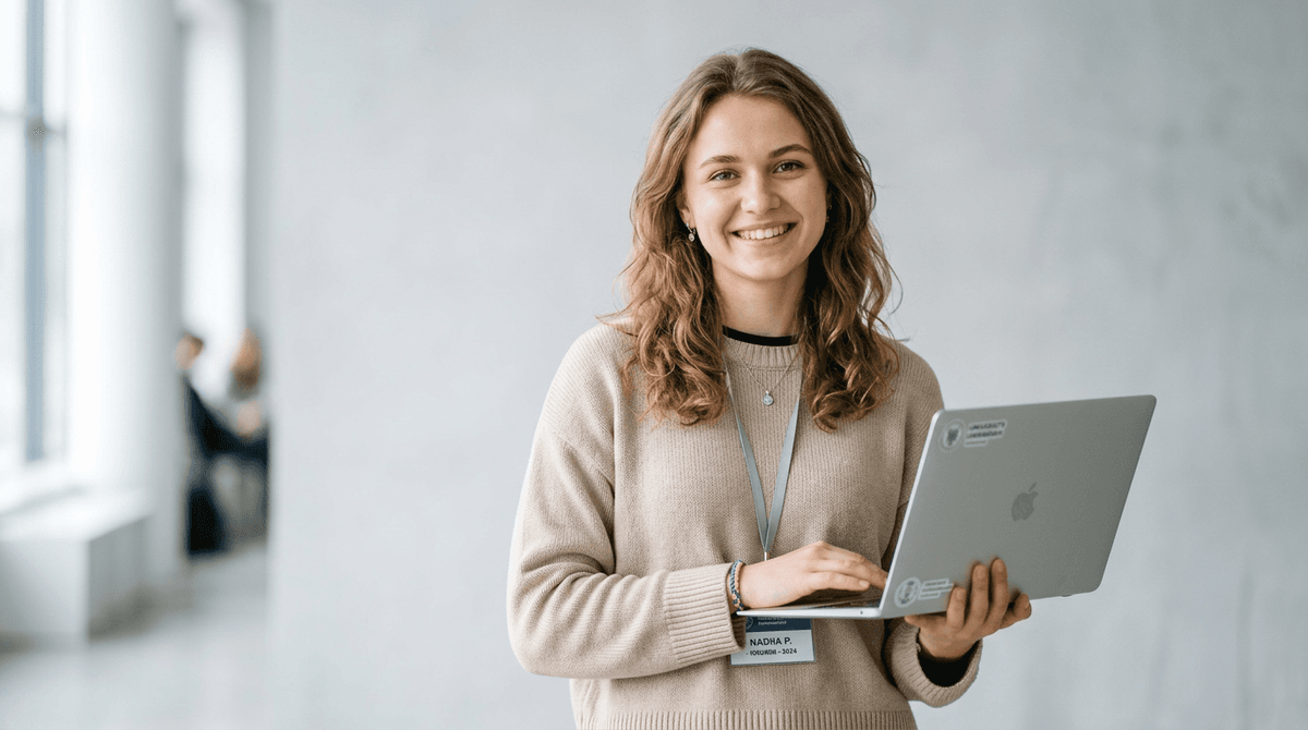 Студентка з ноутбуком